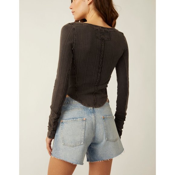 NWT FREE PEOPLE Eyes On You Long Sleeve / Black - Picture 3 of 6